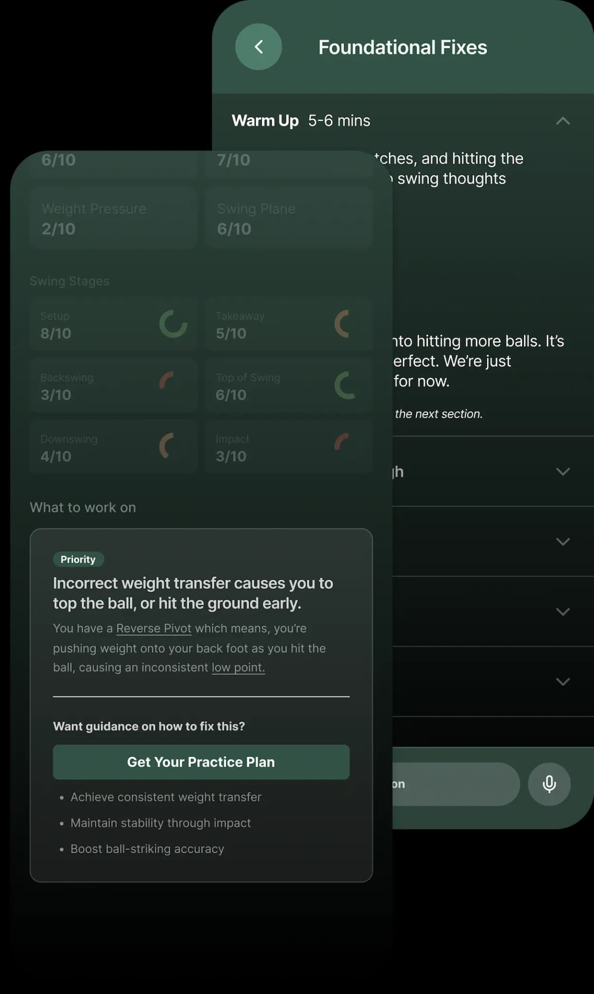Practice plans interface