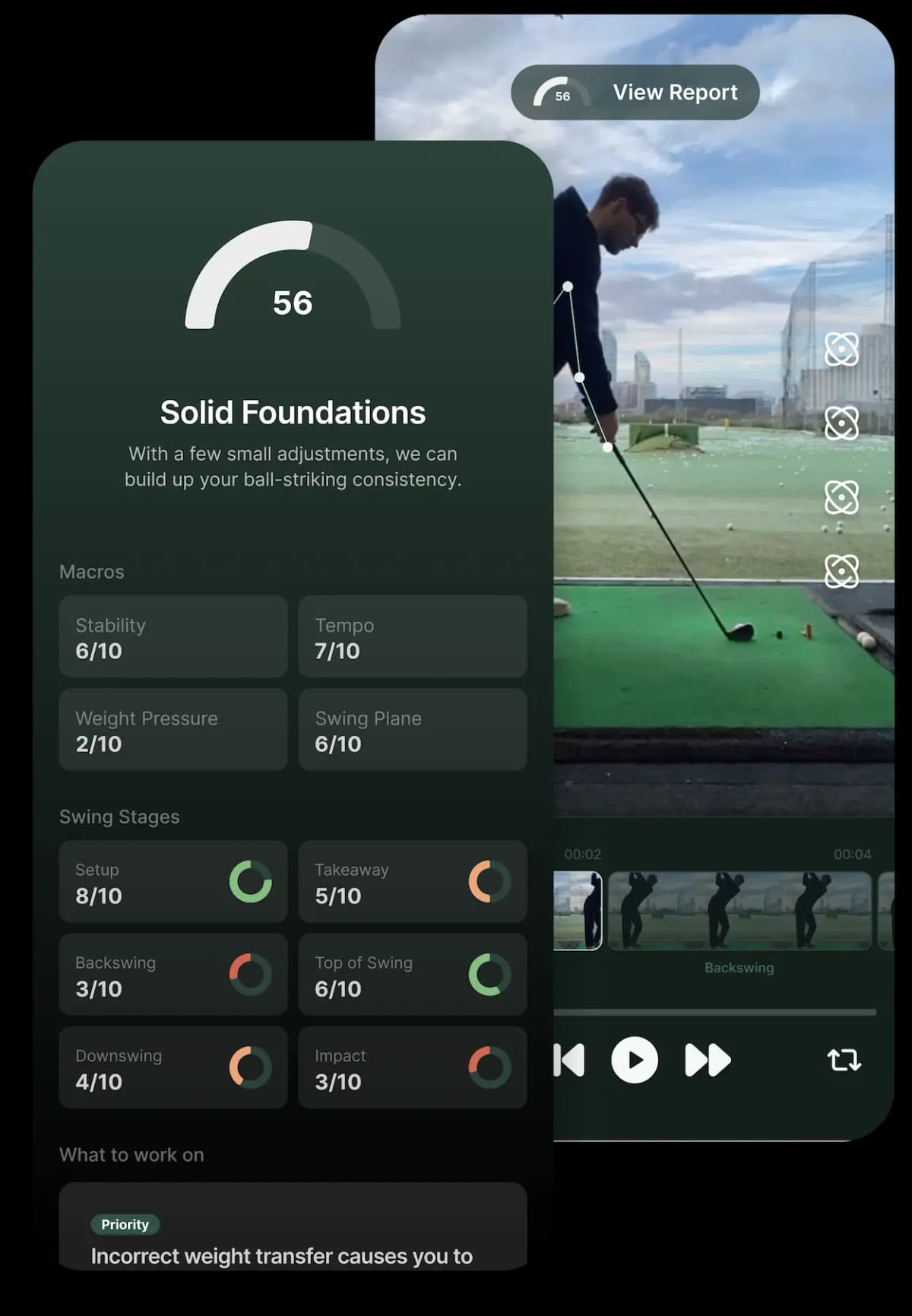 Golf swing analysis interface